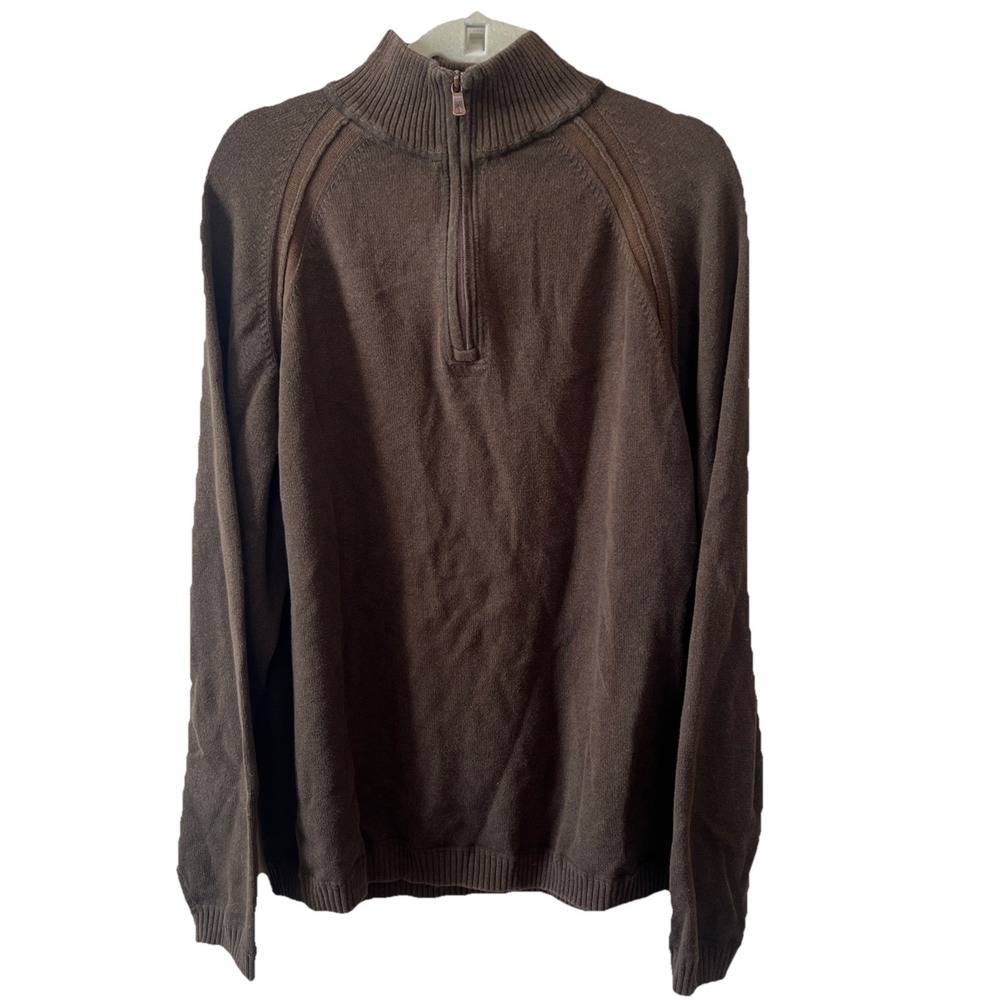 Tommy Bahama 1/4 Zip Pullover Sweater Men's XL Long Sleeve Olive Green Mock EUC